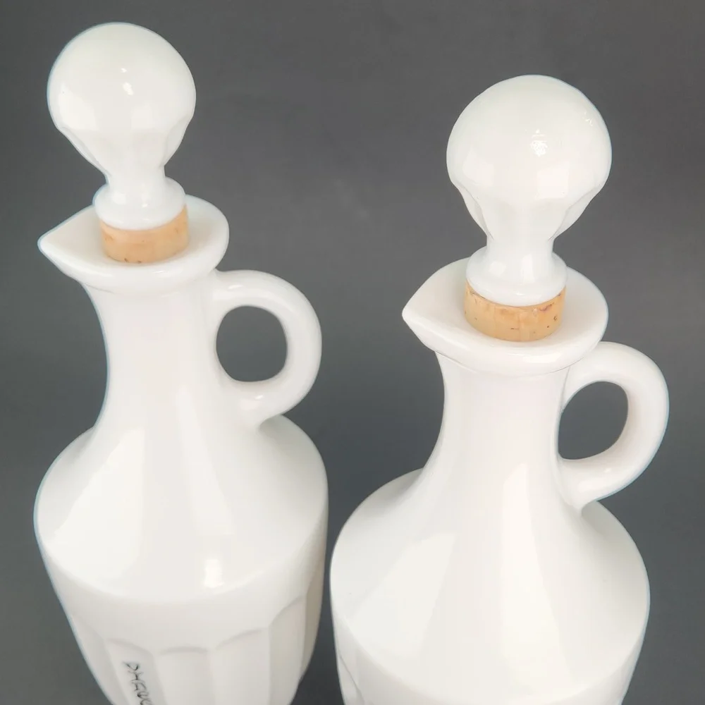 1960s Art Deco Milk Glass Cruet set, Flawless  elegance